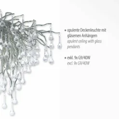 Luminaires Paul Neuhaus Plafonnier Paul Neuhaus ICICLE Acier inoxydable, 9 lumières