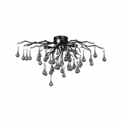 Suspension Verre Fumé-Luminaires Paul Neuhaus Plafonnier Paul Neuhaus ICICLE Noir, 4 lumières