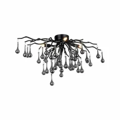 Suspension Verre Fumé-Luminaires Paul Neuhaus Plafonnier Paul Neuhaus ICICLE Noir, 4 lumières