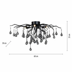 Suspension Verre Fumé-Luminaires Paul Neuhaus Plafonnier Paul Neuhaus ICICLE Noir, 4 lumières