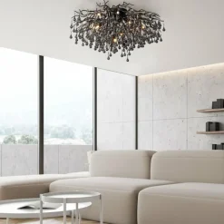 Suspension Verre Fumé-Luminaires Paul Neuhaus Plafonnier Paul Neuhaus ICICLE Noir, 14 lumières