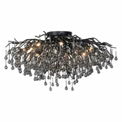 Suspension Verre Fumé-Luminaires Paul Neuhaus Plafonnier Paul Neuhaus ICICLE Noir, 14 lumières