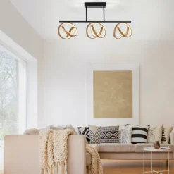 Luminaires Paul Neuhaus Plafonnier Paul Neuhaus LOOP LED Laiton, Noir, 3 lumières, Télécommandes* Éclairage Led