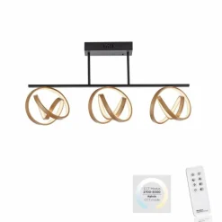 Luminaires Paul Neuhaus Plafonnier Paul Neuhaus LOOP LED Laiton, Noir, 3 lumières, Télécommandes* Éclairage Led