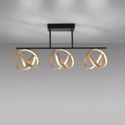 Luminaires Paul Neuhaus Plafonnier Paul Neuhaus LOOP LED Laiton, Noir, 3 lumières, Télécommandes* Éclairage Led