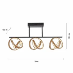 Luminaires Paul Neuhaus Plafonnier Paul Neuhaus LOOP LED Laiton, Noir, 3 lumières, Télécommandes* Éclairage Led