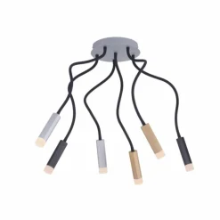 Luminaires Paul Neuhaus Plafonnier Paul Neuhaus PURE-GEMIN LED Aluminium, Laiton, Noir, 6 lumières* Éclairage Led