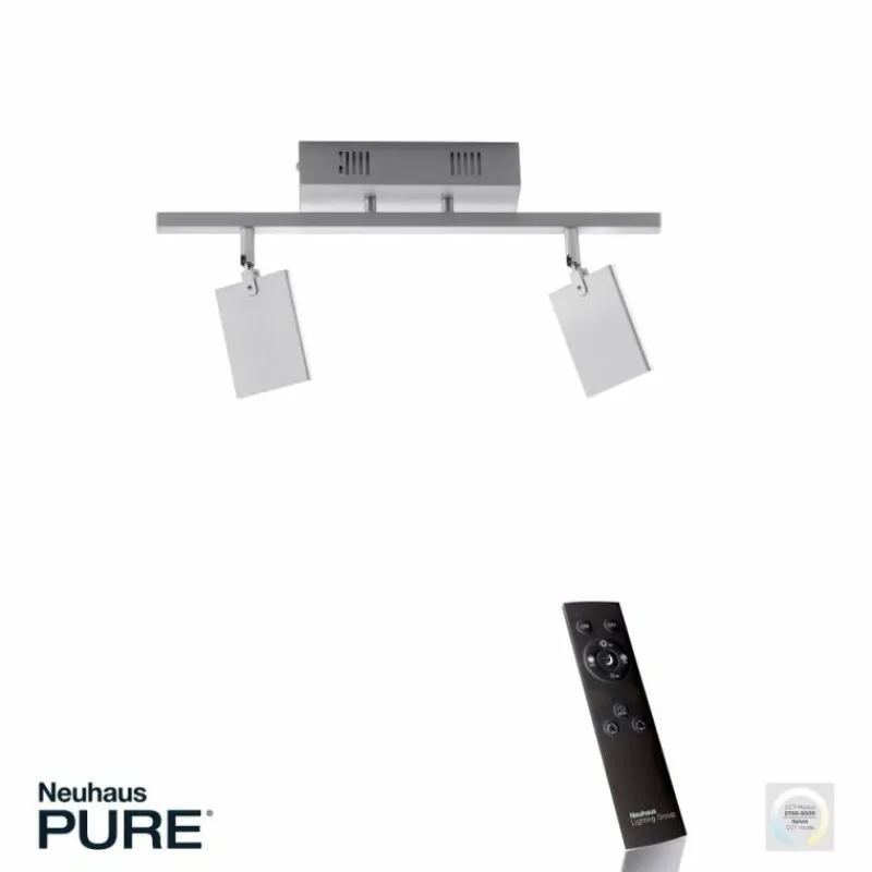 Luminaires Paul Neuhaus Plafonnier Paul Neuhaus PURE-MIRA LED Aluminium, 2 lumières, Télécommandes* Éclairage Led