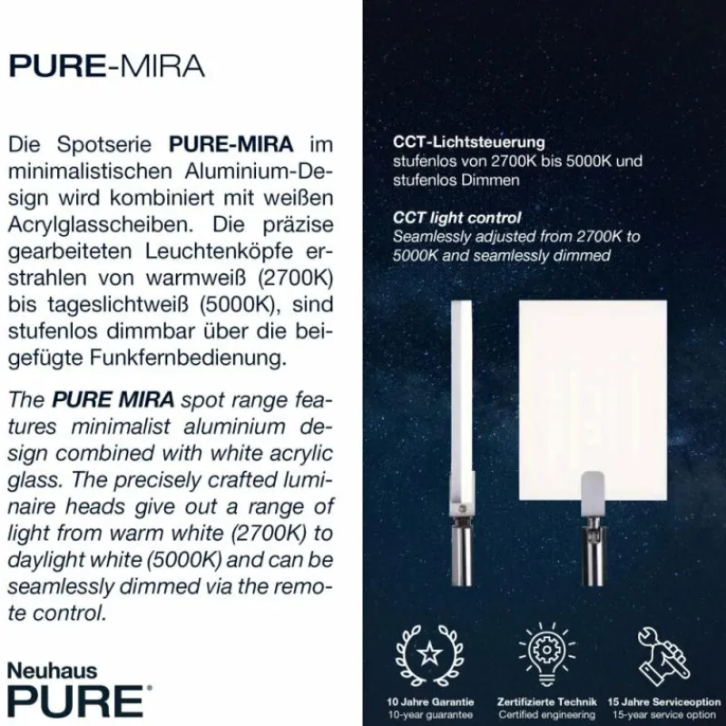Luminaires Paul Neuhaus Plafonnier Paul Neuhaus PURE-MIRA LED Aluminium, 2 lumières, Télécommandes* Éclairage Led