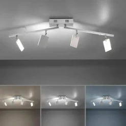 Luminaires Paul Neuhaus Plafonnier Paul Neuhaus PURE-MIRA LED Aluminium, 4 lumières, Télécommandes* Éclairage Led