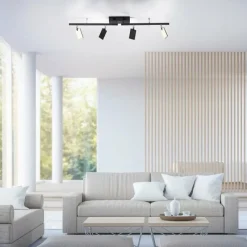 Luminaires Paul Neuhaus Plafonnier Paul Neuhaus PURE-MIRA LED Noir, 4 lumières, Télécommandes* Éclairage Led