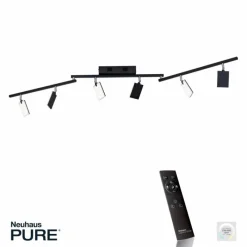 Luminaires Paul Neuhaus Plafonnier Paul Neuhaus PURE-MIRA LED Noir, 6 lumières, Télécommandes* Éclairage Led