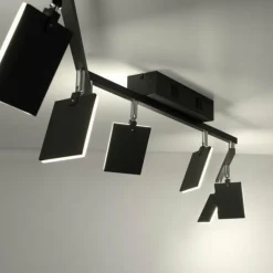 Luminaires Paul Neuhaus Plafonnier Paul Neuhaus PURE-MIRA LED Noir, 6 lumières, Télécommandes* Éclairage Led