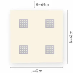 Luminaires Paul Neuhaus Plafonnier Paul Neuhaus PURE-NEO LED Aluminium, 4 lumières, Télécommandes* Éclairage Led