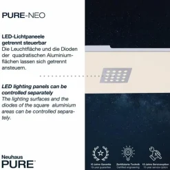 Luminaires Paul Neuhaus Plafonnier Paul Neuhaus PURE-NEO LED Aluminium, 3 lumières, Télécommandes* Éclairage Led