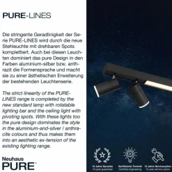 Luminaires Paul Neuhaus Plafonnier Paul Neuhaus PURE-LINES LED Anthracite, 1 lumière, Télécommandes* Éclairage Led