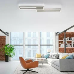 Luminaires Paul Neuhaus Plafonnier Paul Neuhaus PAAN LED Acier brossé, 1 lumière, Télécommandes* Éclairage Led