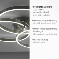 Luminaires Paul Neuhaus Plafonnier Paul Neuhaus PAAN LED Acier brossé, 1 lumière, Télécommandes* Éclairage Led