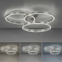 Luminaires Paul Neuhaus Plafonnier Paul Neuhaus PAAN LED Acier brossé, 1 lumière, Télécommandes* Éclairage Led