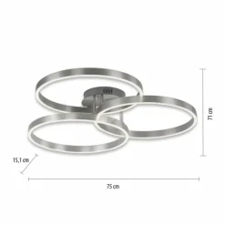 Luminaires Paul Neuhaus Plafonnier Paul Neuhaus PAAN LED Acier brossé, 1 lumière, Télécommandes* Éclairage Led