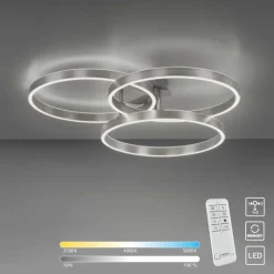 Luminaires Paul Neuhaus Plafonnier Paul Neuhaus PAAN LED Acier brossé, 1 lumière, Télécommandes* Éclairage Led