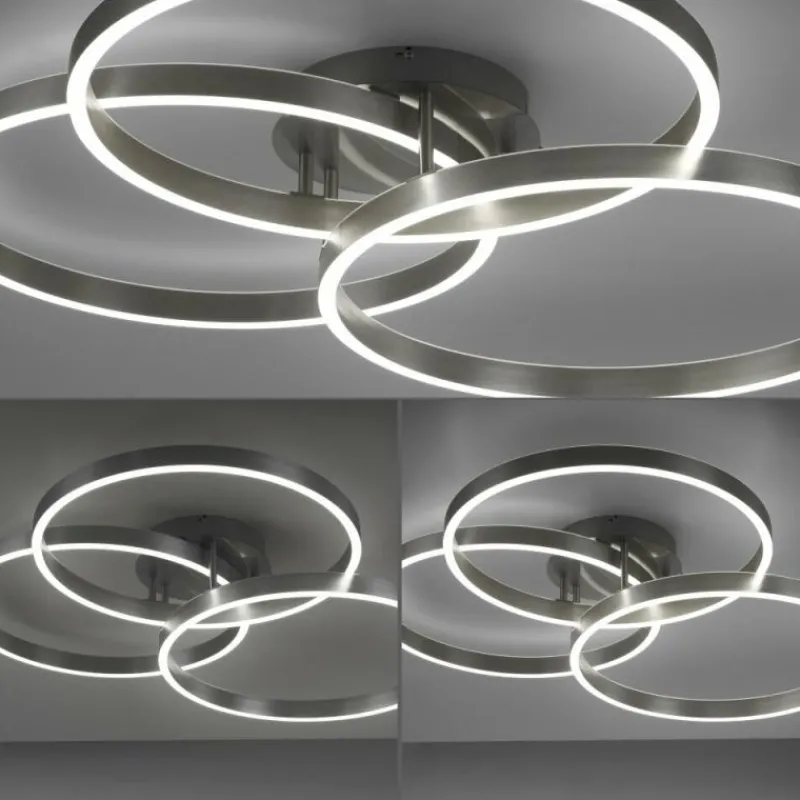 Luminaires Paul Neuhaus Plafonnier Paul Neuhaus PAAN LED Acier brossé, 1 lumière, Télécommandes* Éclairage Led