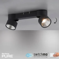 Luminaires Paul Neuhaus Plafonnier Paul Neuhaus PURE-NOLA LED Noir, 2 lumières* Éclairage Led