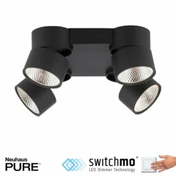 Luminaires Paul Neuhaus Plafonnier Paul Neuhaus PURE-NOLA LED Noir, 4 lumières* Spots Et Projecteurs