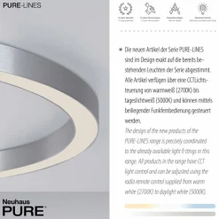 Luminaires Paul Neuhaus Plafonnier Paul Neuhaus PURE-LINES LED Argenté, 1 lumière, Télécommandes* Éclairage Led