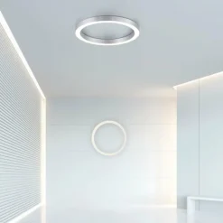 Luminaires Paul Neuhaus Plafonnier Paul Neuhaus PURE-LINES LED Argenté, 1 lumière, Télécommandes* Éclairage Led