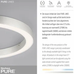 Luminaires Paul Neuhaus Plafonnier Paul Neuhaus PURE-LINES LED Argenté, 1 lumière, Télécommandes* Éclairage Led