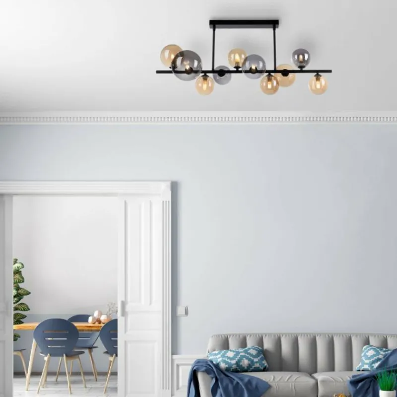 Suspension Verre Fumé-Luminaires Paul Neuhaus Plafonnier Paul Neuhaus POPSICLE LED Noir, 10 lumières