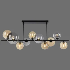 Suspension Verre Fumé-Luminaires Paul Neuhaus Plafonnier Paul Neuhaus POPSICLE LED Noir, 10 lumières