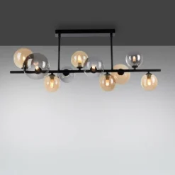 Suspension Verre Fumé-Luminaires Paul Neuhaus Plafonnier Paul Neuhaus POPSICLE LED Noir, 10 lumières