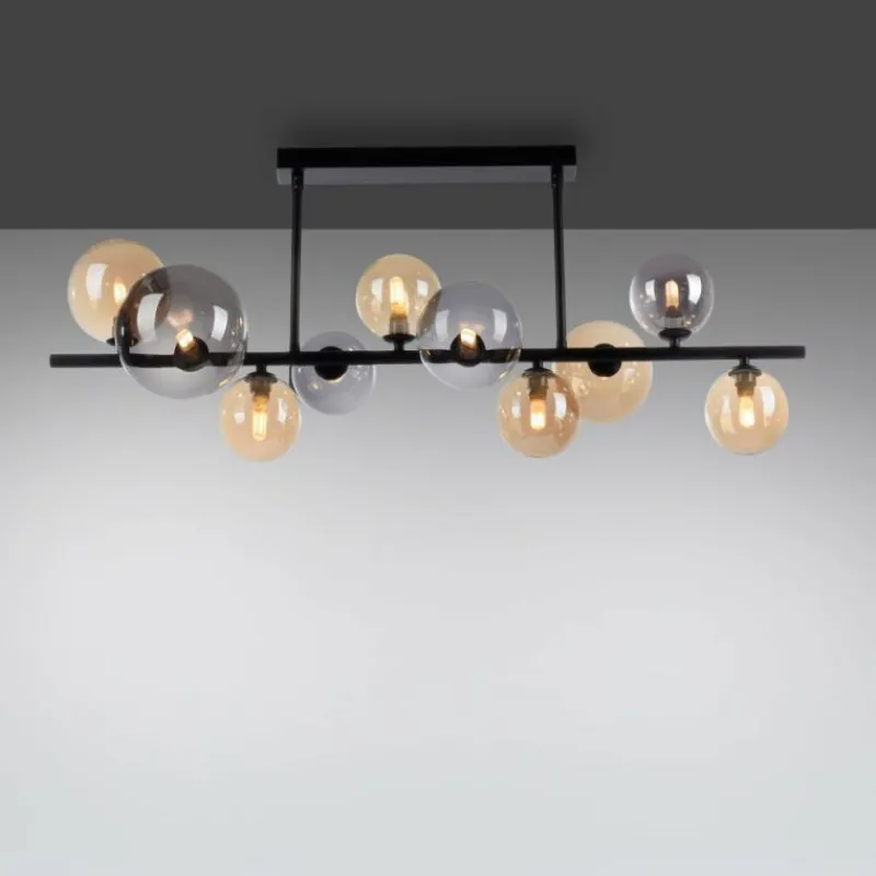 Suspension Verre Fumé-Luminaires Paul Neuhaus Plafonnier Paul Neuhaus POPSICLE LED Noir, 10 lumières