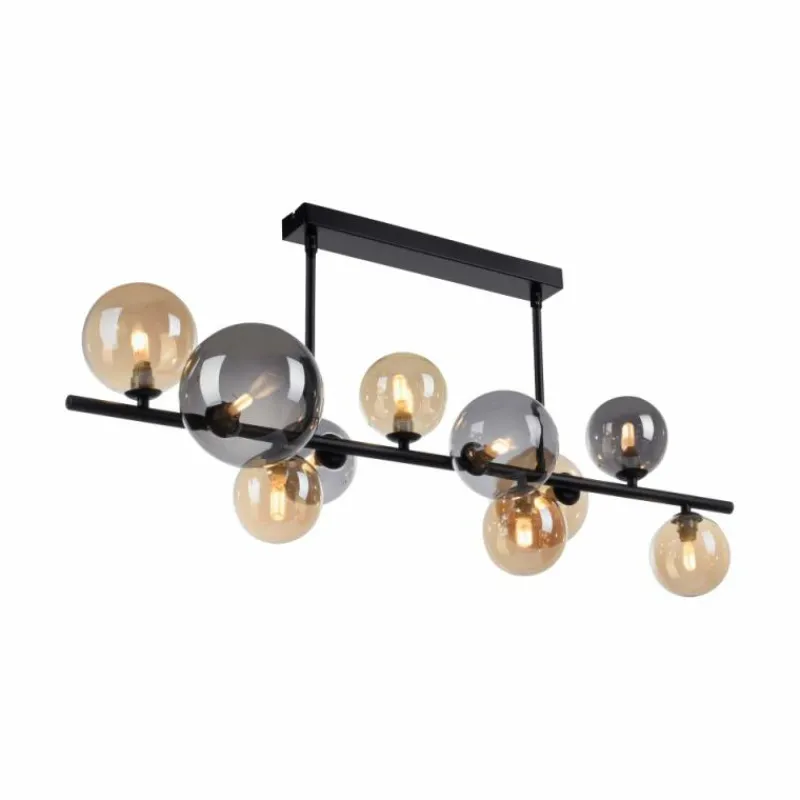 Suspension Verre Fumé-Luminaires Paul Neuhaus Plafonnier Paul Neuhaus POPSICLE LED Noir, 10 lumières