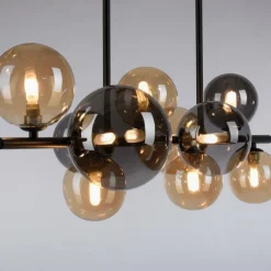 Suspension Verre Fumé-Luminaires Paul Neuhaus Plafonnier Paul Neuhaus POPSICLE LED Noir, 10 lumières