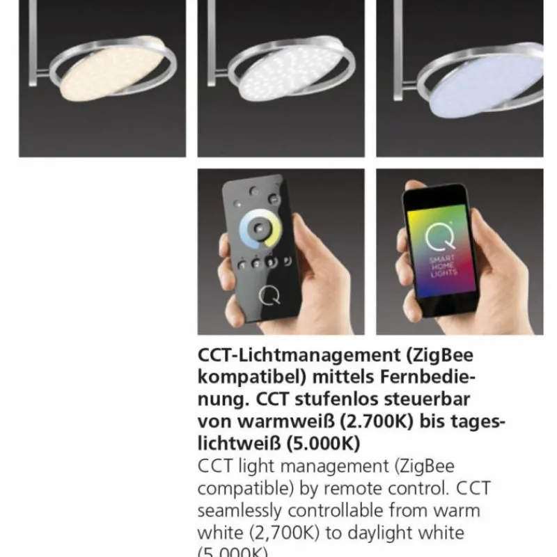 Paul Neuhaus Q-Serie Plafonnier Paul Neuhaus Q-Orbit LED Aluminium, 1 lumière, Télécommandes