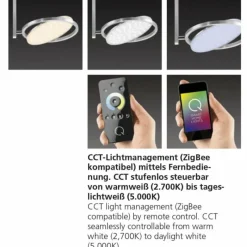 Paul Neuhaus Q-Serie Plafonnier Paul Neuhaus Q-Orbit LED Aluminium, 4 lumières, Télécommandes
