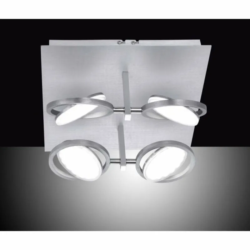 Paul Neuhaus Q-Serie Plafonnier Paul Neuhaus Q-Orbit LED Aluminium, 4 lumières, Télécommandes