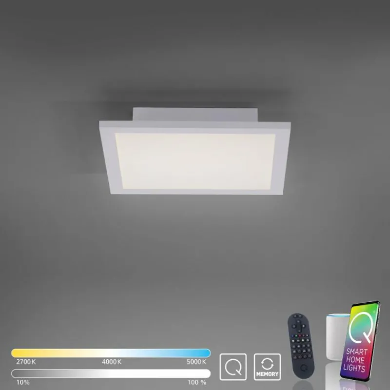 Paul Neuhaus Q-Serie Plafonnier Paul Neuhaus Q-Flag LED Blanc, 1 lumière, Télécommandes