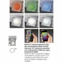 Paul Neuhaus Q-Serie Plafonnier Paul Neuhaus Q-NEMO LED Aluminium, 8 lumières, Télécommandes, Changeur de couleurs