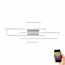 Paul Neuhaus Q-Serie Plafonnier Paul Neuhaus Q-INIGO LED Nickel mat, 3 lumières, Télécommandes