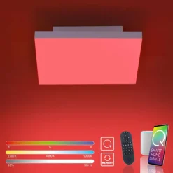 Paul Neuhaus Q-Serie Plafonnier Paul Neuhaus Q-FLAG LED Blanc, 1 lumière, Télécommandes, Changeur de couleurs