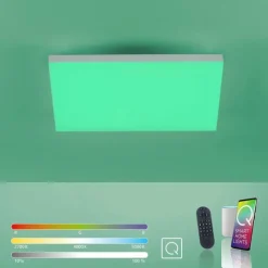 Paul Neuhaus Q-Serie Plafonnier Paul Neuhaus Q-FLAG LED Blanc, 1 lumière, Télécommandes, Changeur de couleurs