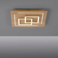 Paul Neuhaus Q-Serie Plafonnier Paul Neuhaus Q-LINEA LED Bois clair, 4 lumières, Télécommandes