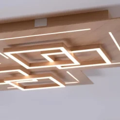 Paul Neuhaus Q-Serie Plafonnier Paul Neuhaus Q-LINEA LED Bois clair, 8 lumières, Télécommandes