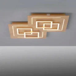 Paul Neuhaus Q-Serie Plafonnier Paul Neuhaus Q-LINEA LED Bois clair, 8 lumières, Télécommandes