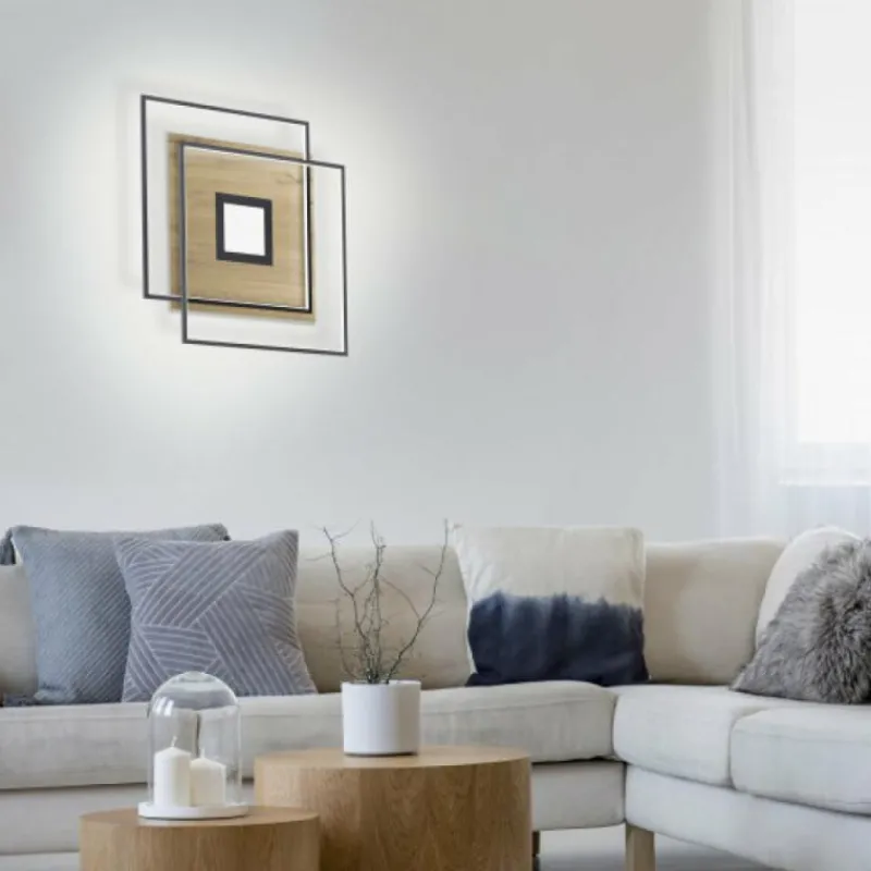 Paul Neuhaus Q-Serie Plafonnier Paul Neuhaus Q-AMIRA LED Bois clair, 1 lumière, Télécommandes