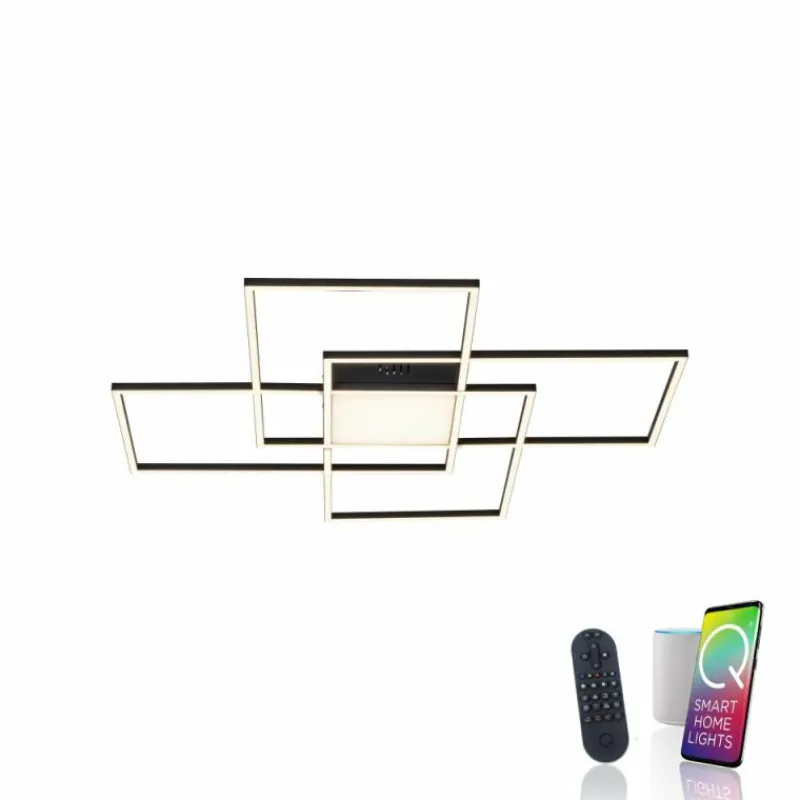 Paul Neuhaus Q-Serie Plafonnier Paul Neuhaus Q-ASMIN LED Noir, 1 lumière, Télécommandes